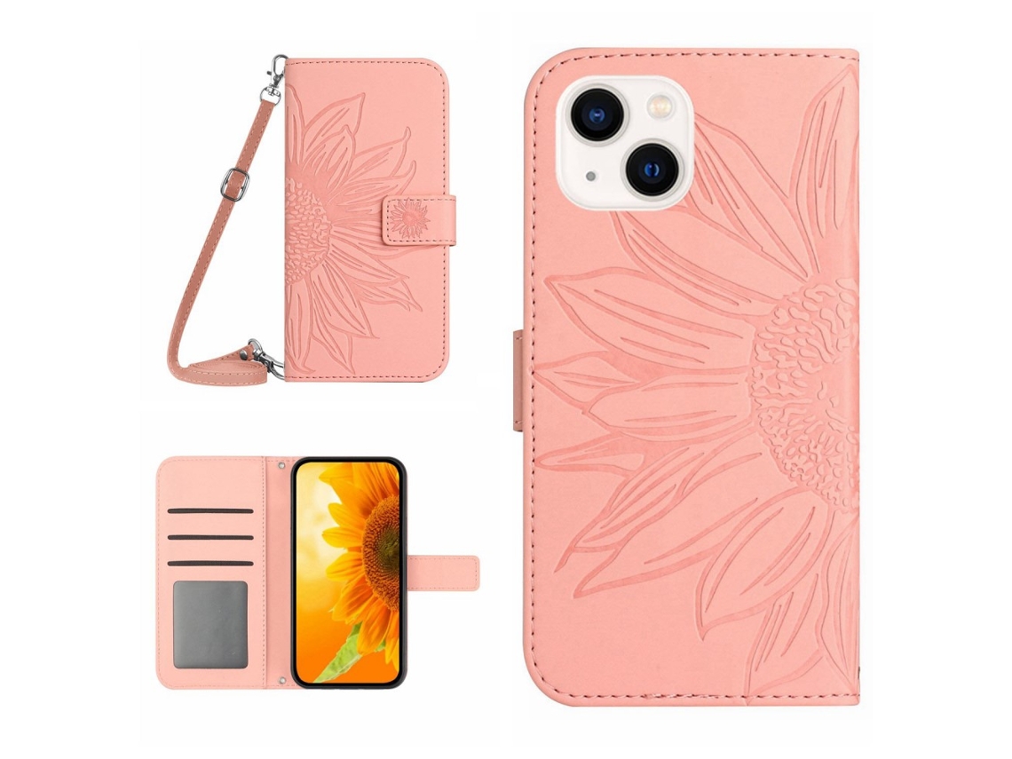 Capa Pega Para Iphone 15 Pele Sintética Rosa