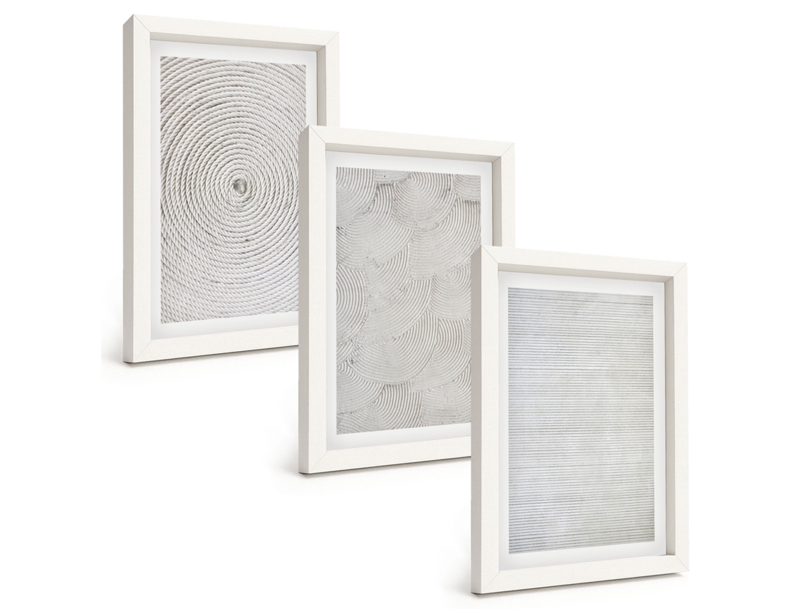 Galeria De Pinturas Murais Padrões Geométricos De Papelão Moldura Branca Fotos Para O Escritório Espelharte (3 Peças 20x30 Cm)