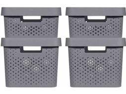 Curver Caixas de arrumação c/ tampa Infinity 4pcs 11L+17L antracite