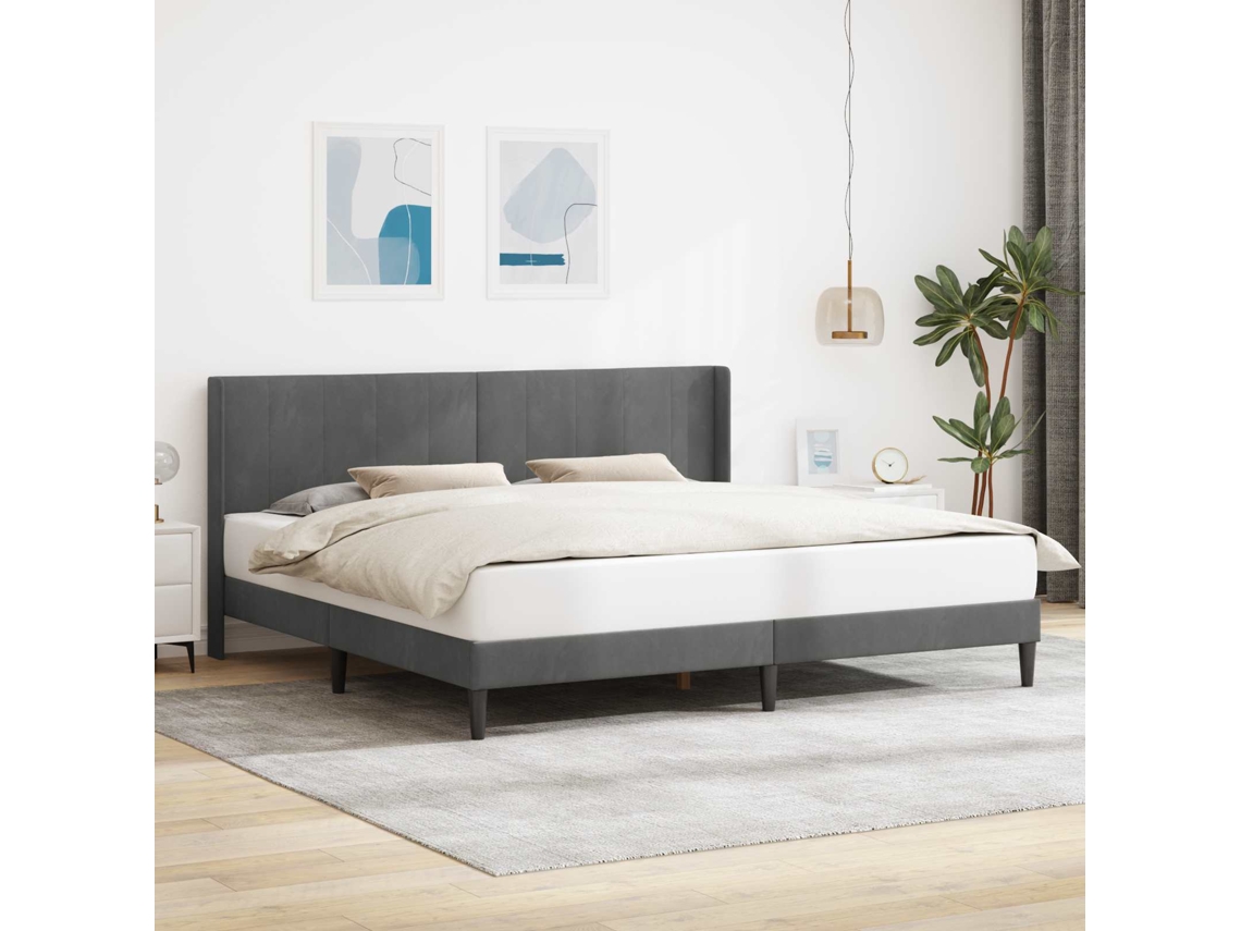 Vidaxl Estrutura Da Cama Cinzento-escuro 200 X 200 Cm Veludo