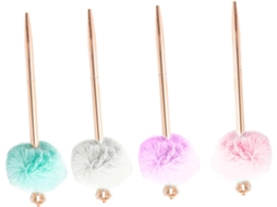 Conjunto De 4 Peças Com Caneta De Pelúcia Em Formato De Pompom E