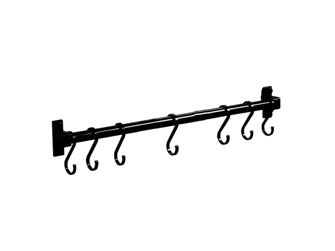 MEOIRUERY Barra De Alumínio Preto 50 Cm Com 8 Ganchos Suporte De Parede Para Cozinha Organizador De Espaço Fácil Armazenamento