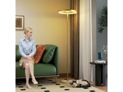 Luminária De Chão Moderna Com Luz Regulável, Interruptor De Pé E 3 Níveis De Brilho, Dourada.