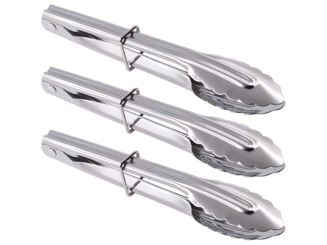 Pinzas de Acero Inoxidable Pequeñas para Servir Comida Ensalada Cocina Barbacoa 3 Piezas