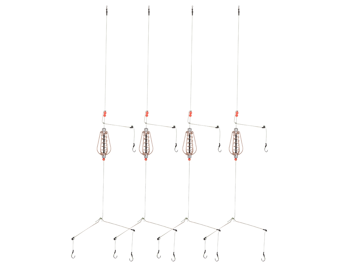 Cesta de Isca de Pesca de Cobre 30g com Ganchos 4 Unid