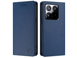 Capa De Couro Tkdaddy Para Xiaomi 15t Rinacasis Rc01 Com Suporte Tipo Carteira E Bloqueio Rfid, Azul Escuro