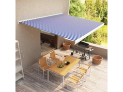 Vidaxl Toldo Manual Com Caixa 400x300 Cm Azul E Branco