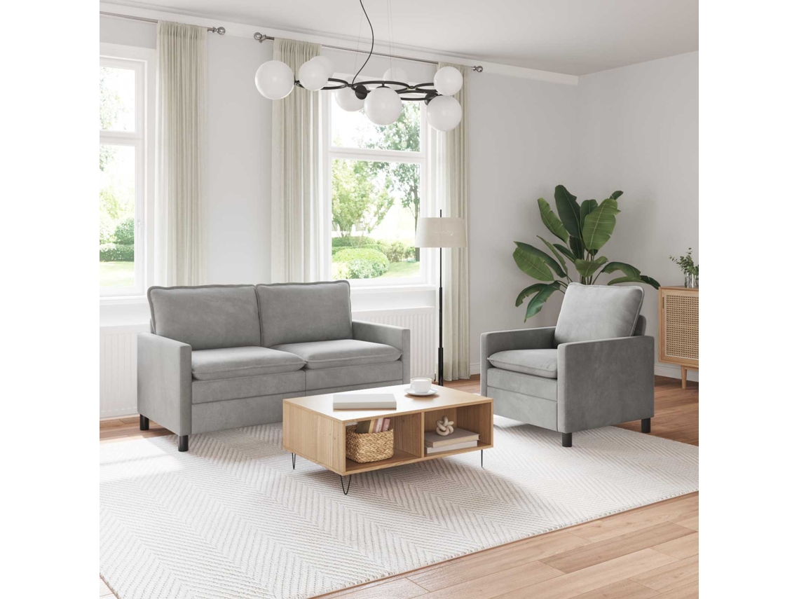 Vidaxl Conjunto De Sofás 2 Pcs Cinzento-claro Veludo