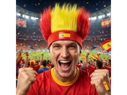Faixa Peruca Volumosa Cores Espanha, Acessório Divertido para Festas e Torcida Esportiva
