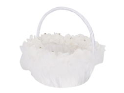Cesta de Flores para Menina das Flores com Cetim Branco S/MARCA