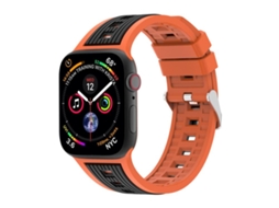 Bracelete para Apple Watch 46/49/45/44mm Silicone com Listras Verticais em Dois Tons Laranja + Preto XIAOMOYU