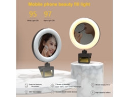 Luz de anel para selfie portátil 2026 com pino USB, 3 núcleos, brilho regulável e ângulo ajustável para celular, PC e reuniões. Maquiagem ao Vivo