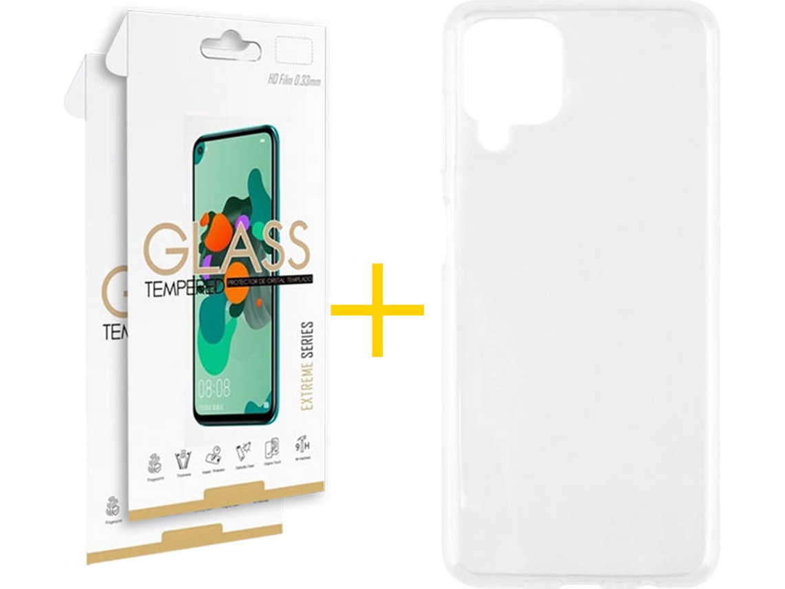 Kit Capa e 2 Películas Samsung Galaxy A12 4G SKYHE Liso (Transparente)
