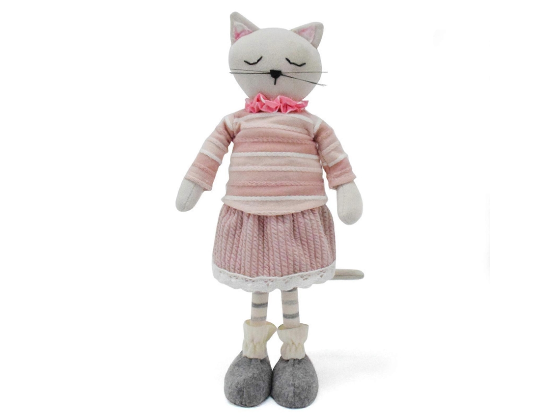 Pelúcia Gato De Pé 14,96 Polegadas, Brinquedo Macio, Enfeite Decoração Rústica Para Casa, Cor Rosa