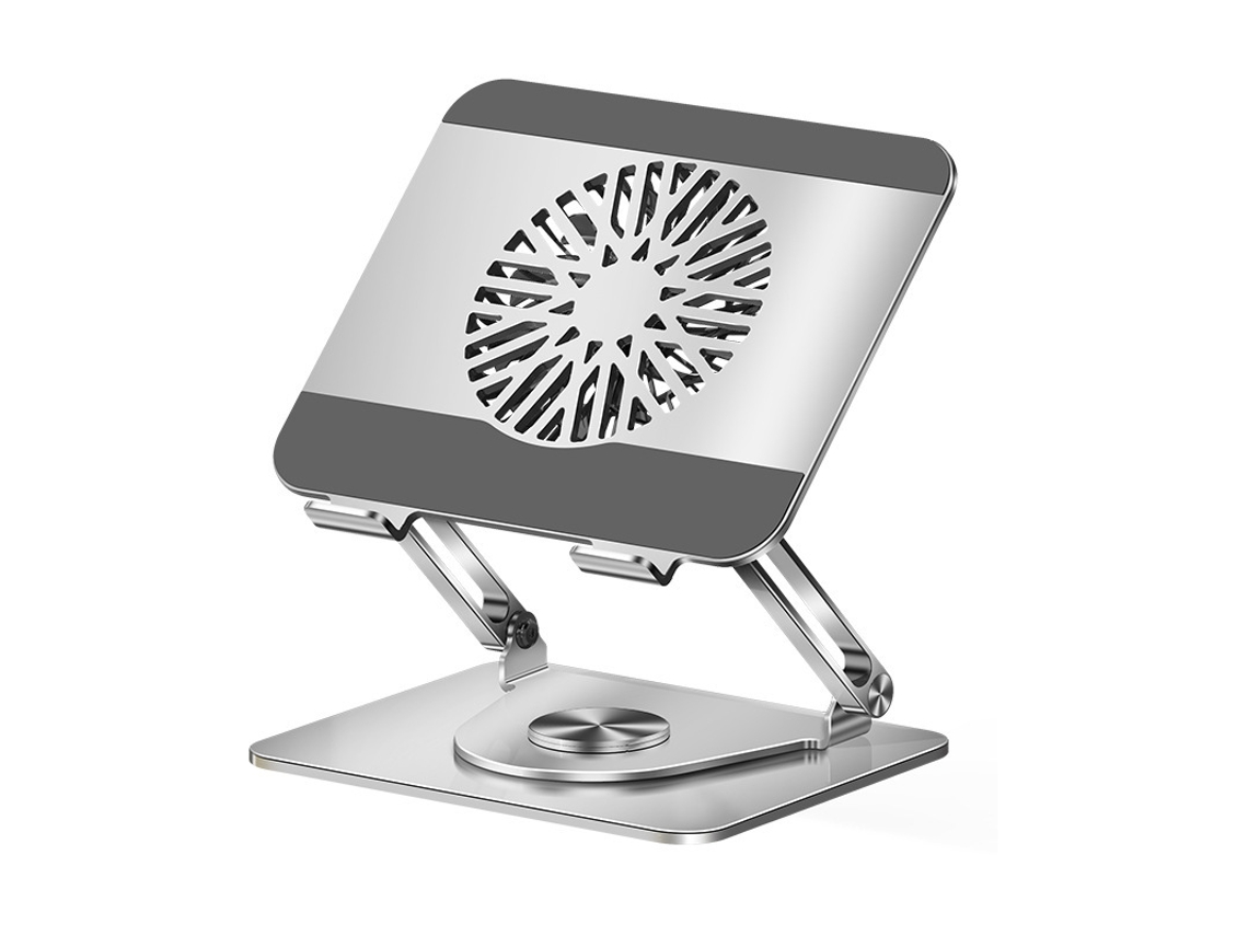 Suporte Para Portátil Com Rotação 360°, Altura Ajustável, Ventoinha De Refrigeração E Estrutura Rebatível Dupla