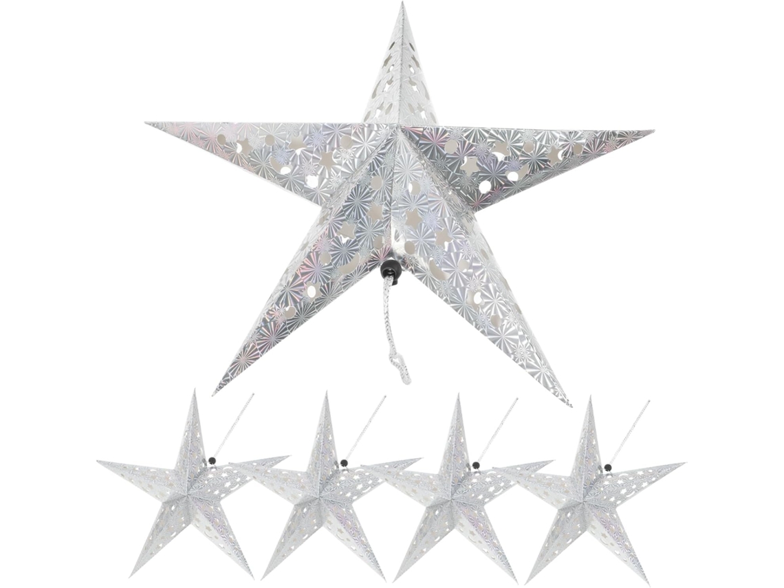 Conjunto De 5 Abajures De Papel Em Formato De Estrela Para Decoração De Festas, Casamentos E Anivers Gokoco