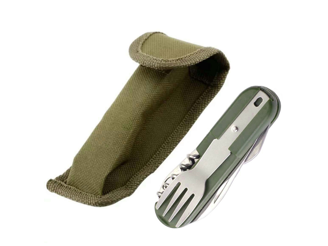 Conjunto de Utensílios de Camping Inox Plegável