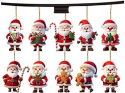 Conjunto De 20 Peças De Enfeites De Papai Noel Em Madeira 2d | Estilo Vintage