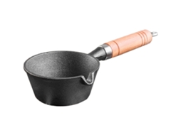 Panela Pequena De Ferro Fundido Com Cabo De Madeira, Ideal Para Molhos, Resistente Ao Fogo E Durável