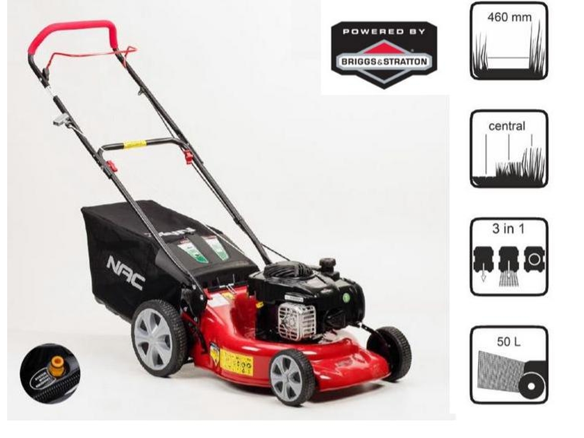 Cortador de grama a gasolina sem tração 46 cm Briggs Stratton 125cc Lp46 450e H Nac