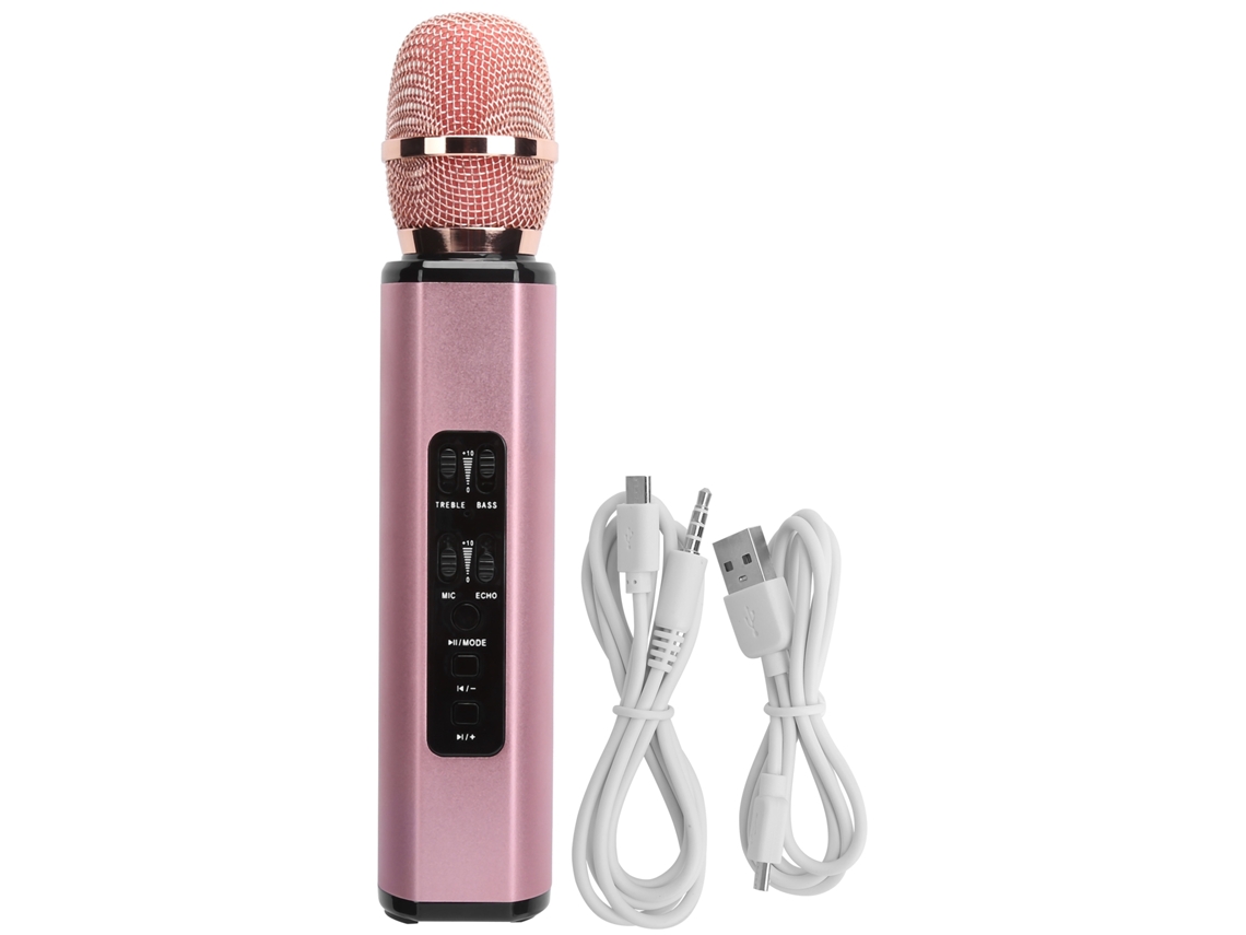 Microfone de karaokê Bluetooth portátil com dois alto-falantes e sem fio para CHABERLU
