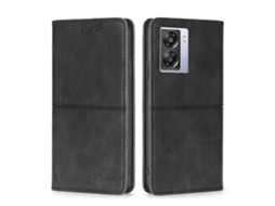 Capa De Couro Com Flip Horizontal Magnética Com Textura De Vaca Para Oppo A57 5g 2022/realme Q5i