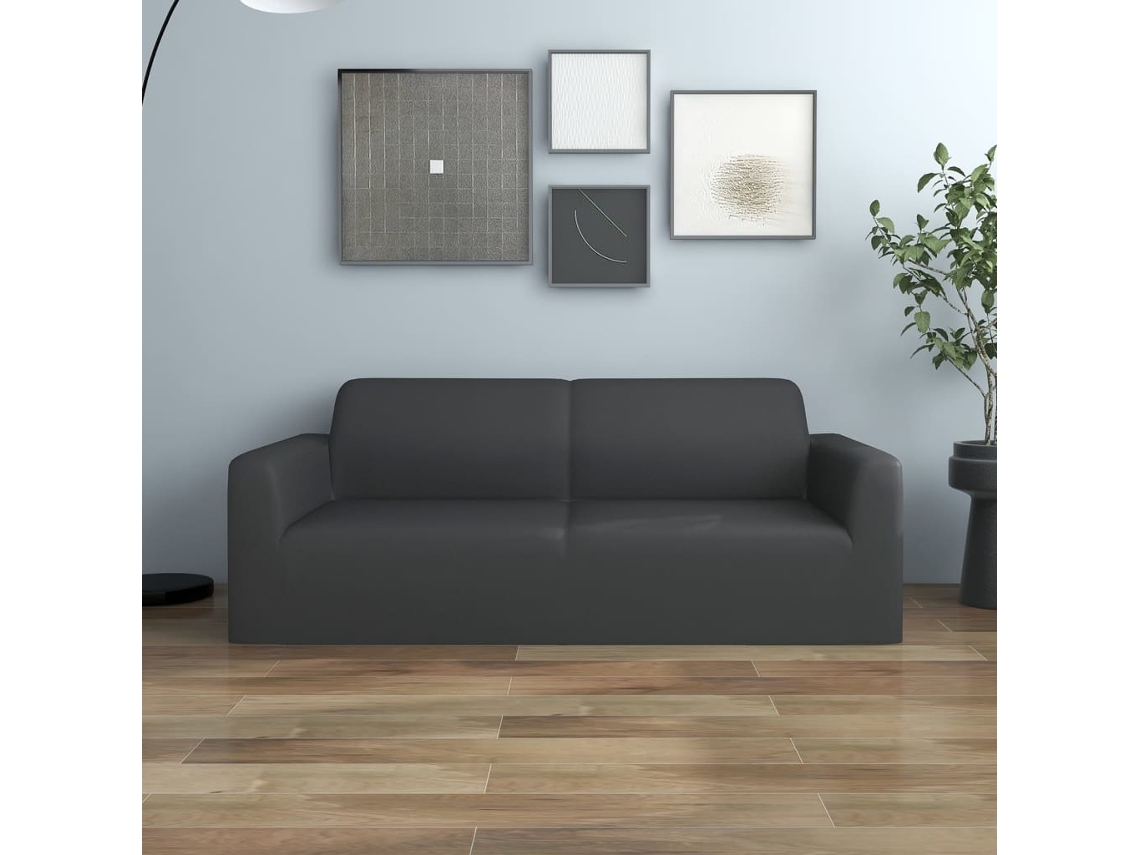 Capa De Sofã Elãstica 2 Lugares Jersey De Poliã©ster Antracite DKD HOME DECOR
