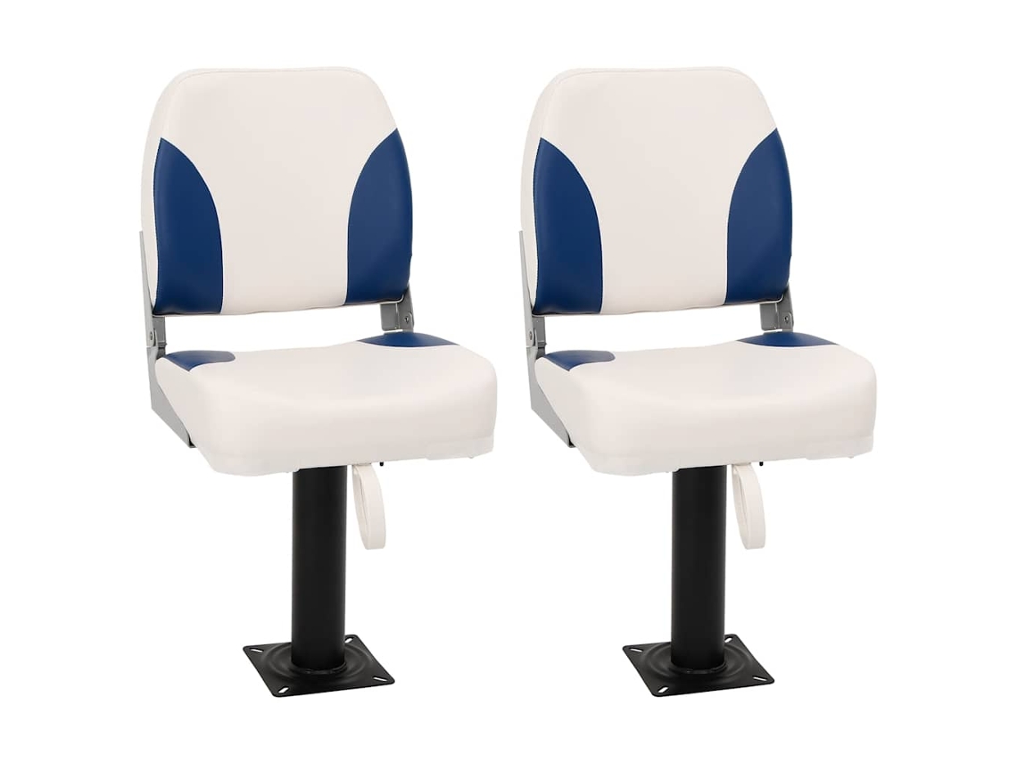 Vidaxl Conjunto De 2 Assento Barco Dobrável 41x36x48 Cm Azul E Branco