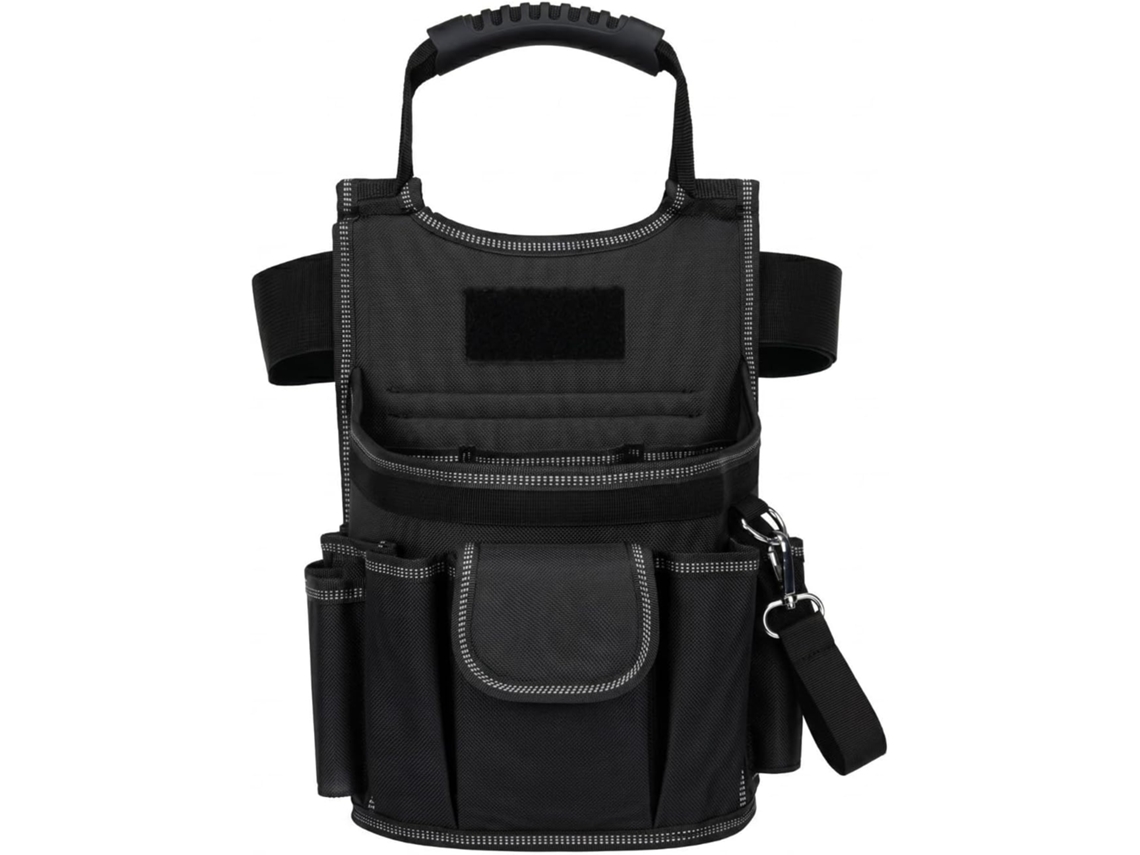 Bolsa multifuncional para reparos com cintura ajustável, feita de Fivela, com compartimentos com zíper e bolsos laterais para