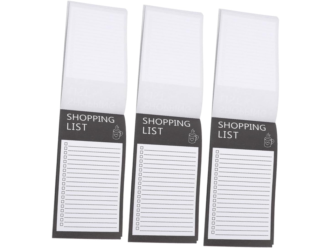 Bloco de notas para geladeira, 3 blocos, papel liso e verso magnético, blocos de notas práticos, lista de
