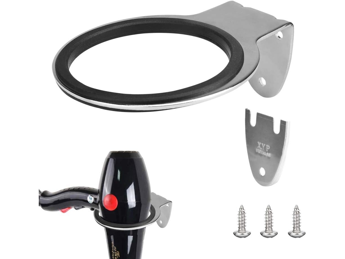 Suporte De Parede Para Secador Cabelo Em Aço Inoxidável, Resistente À Ferrugem E Corrosão, Com Junta Parafuso, Ideal Cozinha, Banheiro Salão