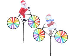 Enfeite de Natal em Forma de Moinho de Vento para Jardim 2 Unidades À Prova D'água com Papai Noel Giratório e Estaca CHABERLU