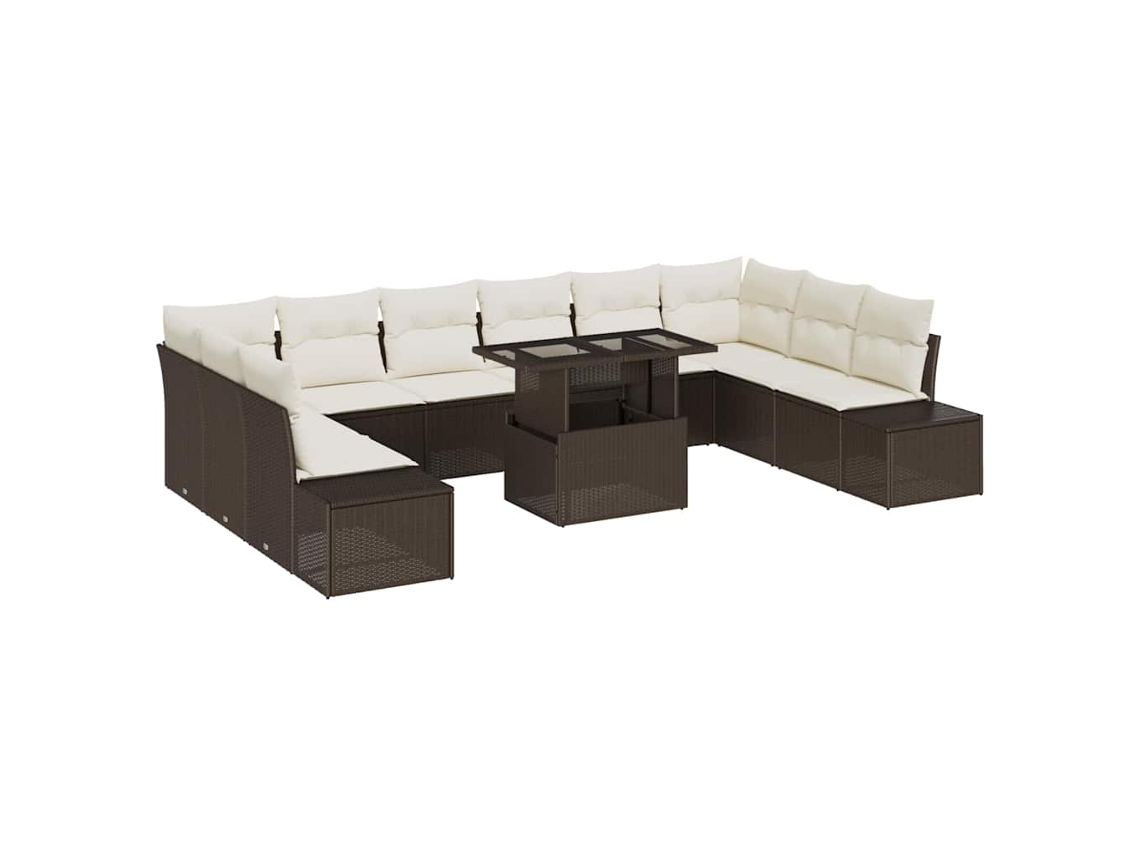 Maison Exclusive - Conjunto De Sofá De Jardim Com Almofada 11 Pcs Castanho E Creme
