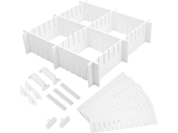 Divisórias de Gaveta Ajustáveis Stobaza em Plástico Branco, 34 Peças, 47x9 Cm, com Clipes para Organização Coz