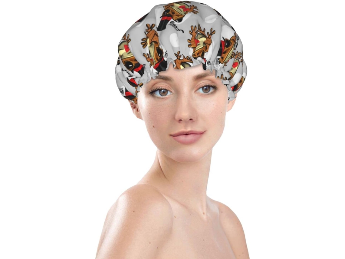 Touca De Banho Feminina, Reutilizável, Impermeável, Dupla Camada, Com Elástico, Ideal Para Cabelos Longos, Divertida