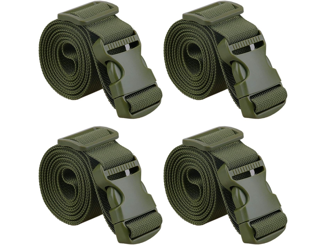 Cintas De Bagagem 40'' Comprimento Com Fivela Ajustável(verde Militar(pacote 4), 1, 5'' De Largura, 40'' De Comprimento)