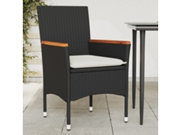 Vidaxl Cadeiras De Jardim Com Almofadões 2 Pcs Vime Pe Preto