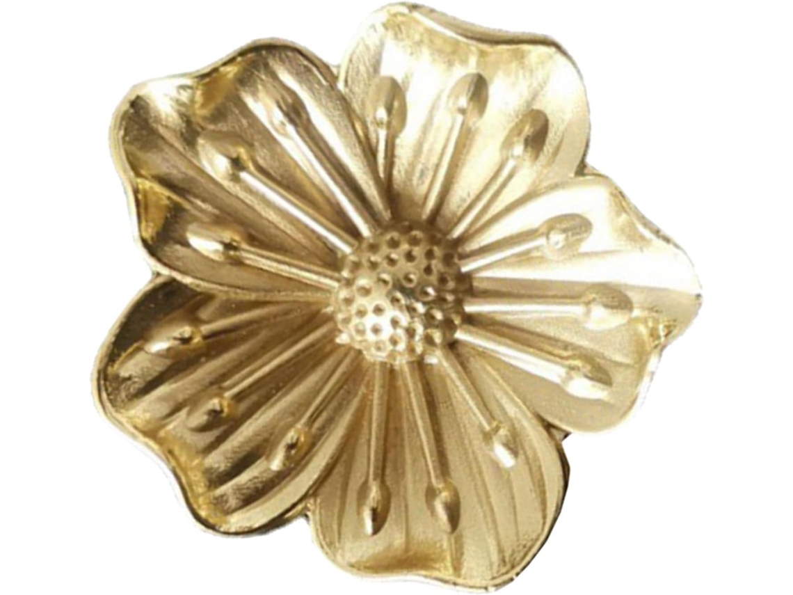 Puxador De Armário Em Latão Com Formato Flor, Furo Único, Dourado