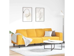 Vidaxl Sofá Amarelo Claro 250 X 77 X 76 Cm Tecido De Veludo Cotele