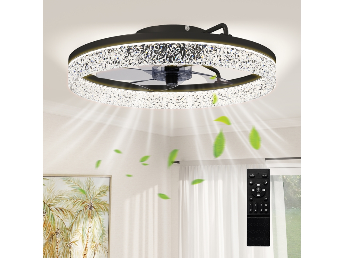 Ventilador de Teto com Luz Led Dimerizável,controle Remoto para Quarto e Sala,preto BTFORUS