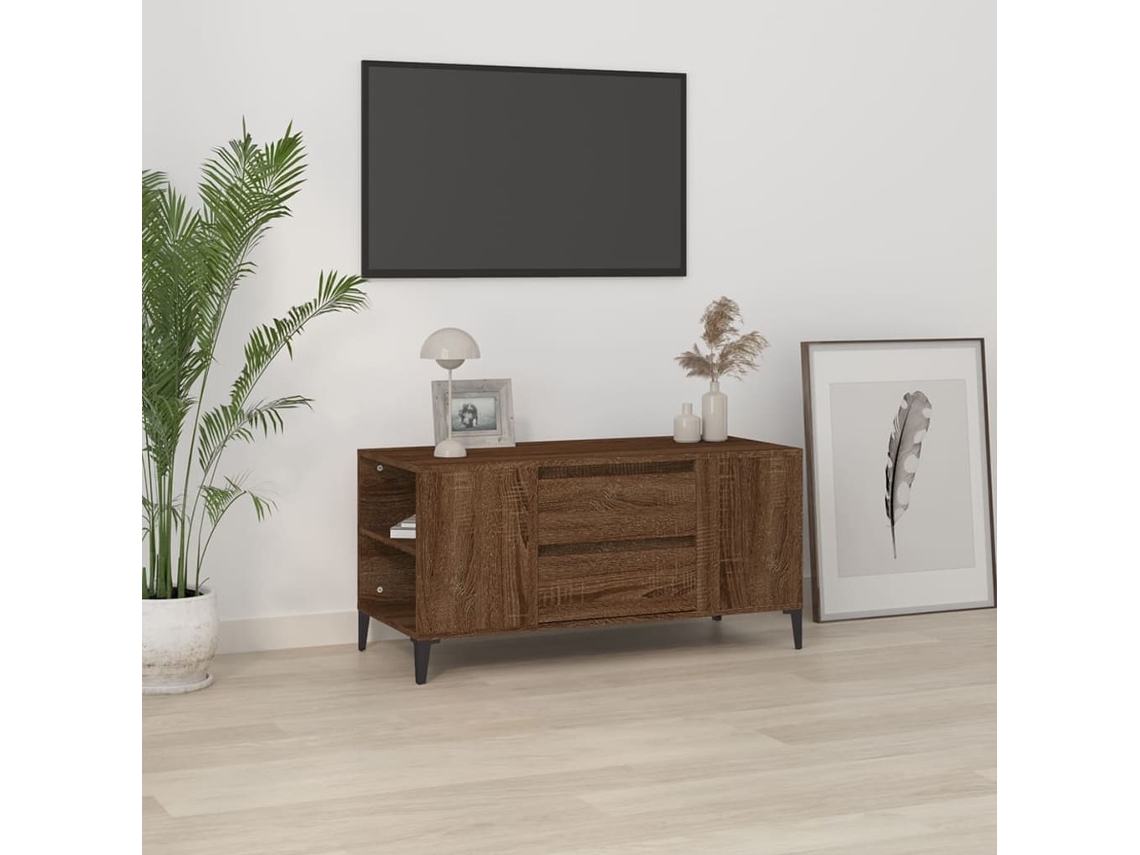Vidaxl Móvel P/ Tv 102x44,5x50 Cm Derivados Madeira Carvalho Castanho