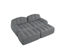 Sofá Modular 2 Lugares Com 2 Puff, Sofá Boneless Em Espuma 32d, Antiderrapante, Tecido Macio, Ideal Para Sala E Apartamento, Cinza