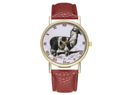 Relógio de pulso Zhoulianfa Quartz para homens e mulheres com pulseira de couro PU marrom com estampa animal