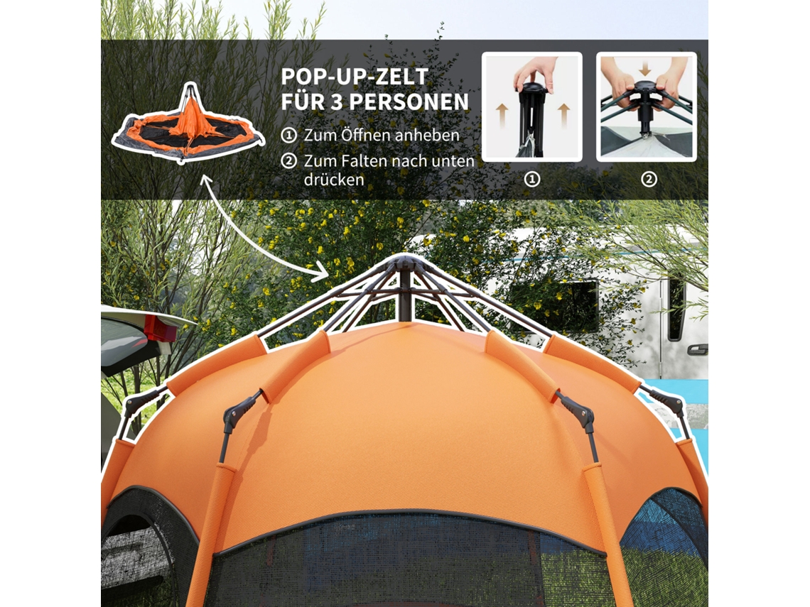 Tenda Família Quick-up Dupla Parede Para 4-6 Pessoas, 4 Estações, Impermeável, Mosquiteiro, 2 Portas, Prática E Segura.