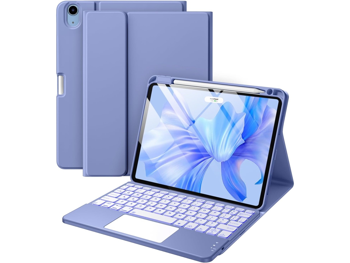 Capa Para Ipad Air De 11 Polegadas Com Teclado E Trackpad, Capa Tipo Fólio Destacável E Retroiluminada Para Ipad Air 5ª E 4ª Geração, Azul Viewleaf