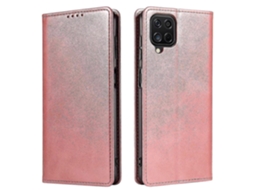 Capa Carteira Flip Em Couro Sintético Com Suporte, Textura De Bezerro E Fecho Magnético Para Samsung Galaxy A12.