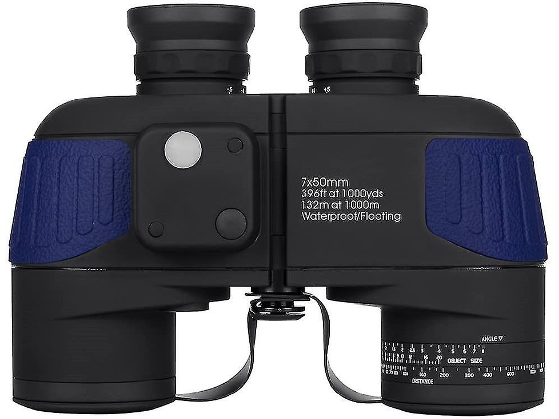 Binóculos Marinhos Militares 7x50 Ip68 Anti Neblina Telêmetro Interno Bússola Navegação Canoagem Aquáticos Caça Pássaros Azul Bestvite