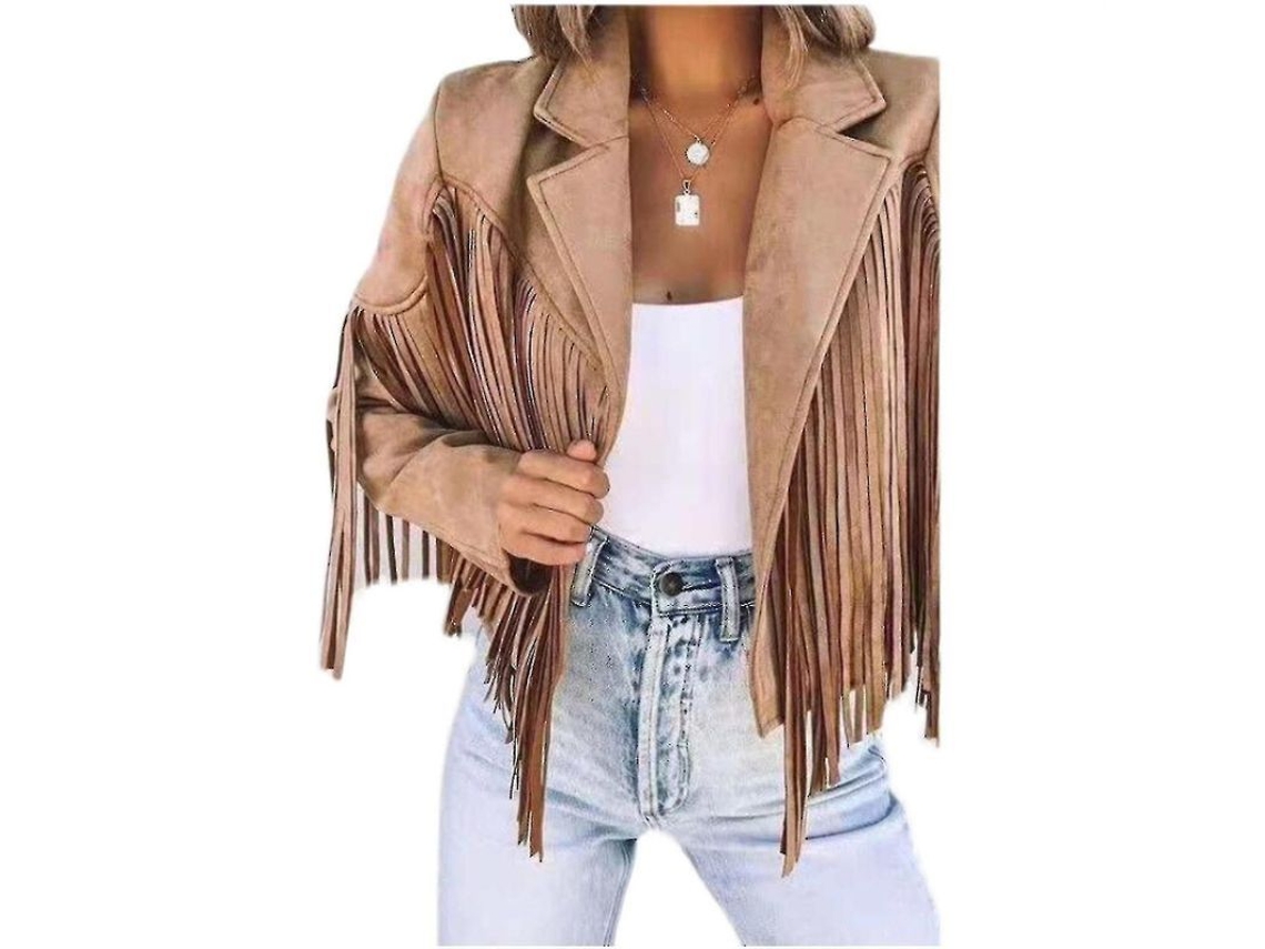 Fasst chaqueta para Mujer de Manga Larga Delgada Con Estampado Y Flecos para Primavera, Otoño e Invierno