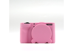 Capa Protetora Silicone HEXINYIGJLY para Canon Powershot V1antirriscos, Acesso Tripé, Tampa de Lente Rosa