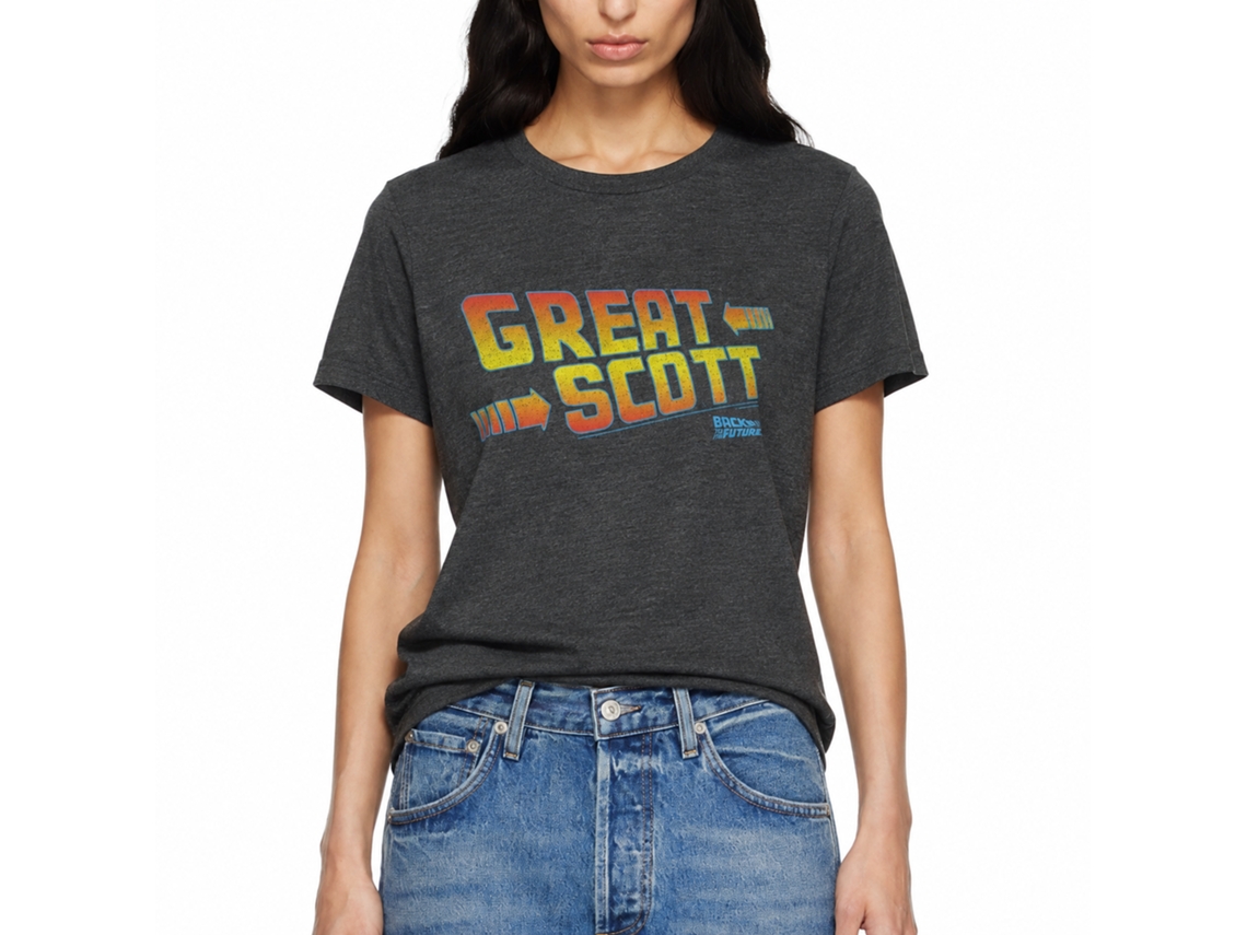 Rockinstone Back To The Future Movie Great Scott Heather Black Adult T-shirt Size:l